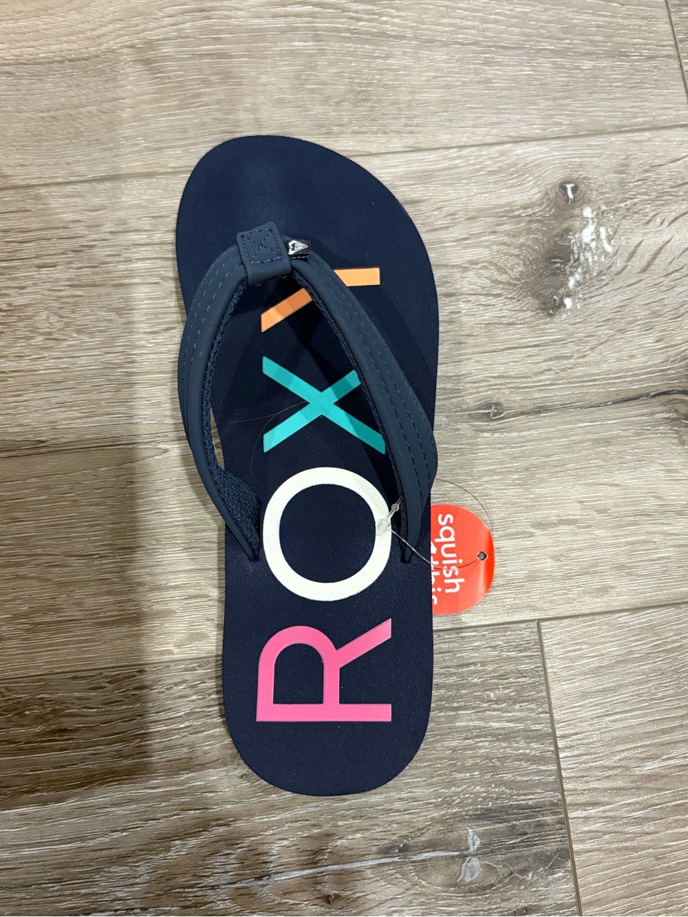Roxy Kids' Navy Flip Flop with Multicolor Logo